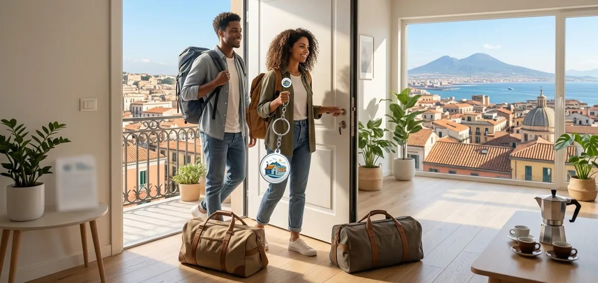 Due studenti entrano nel nuovo appartamento con vista su Napoli